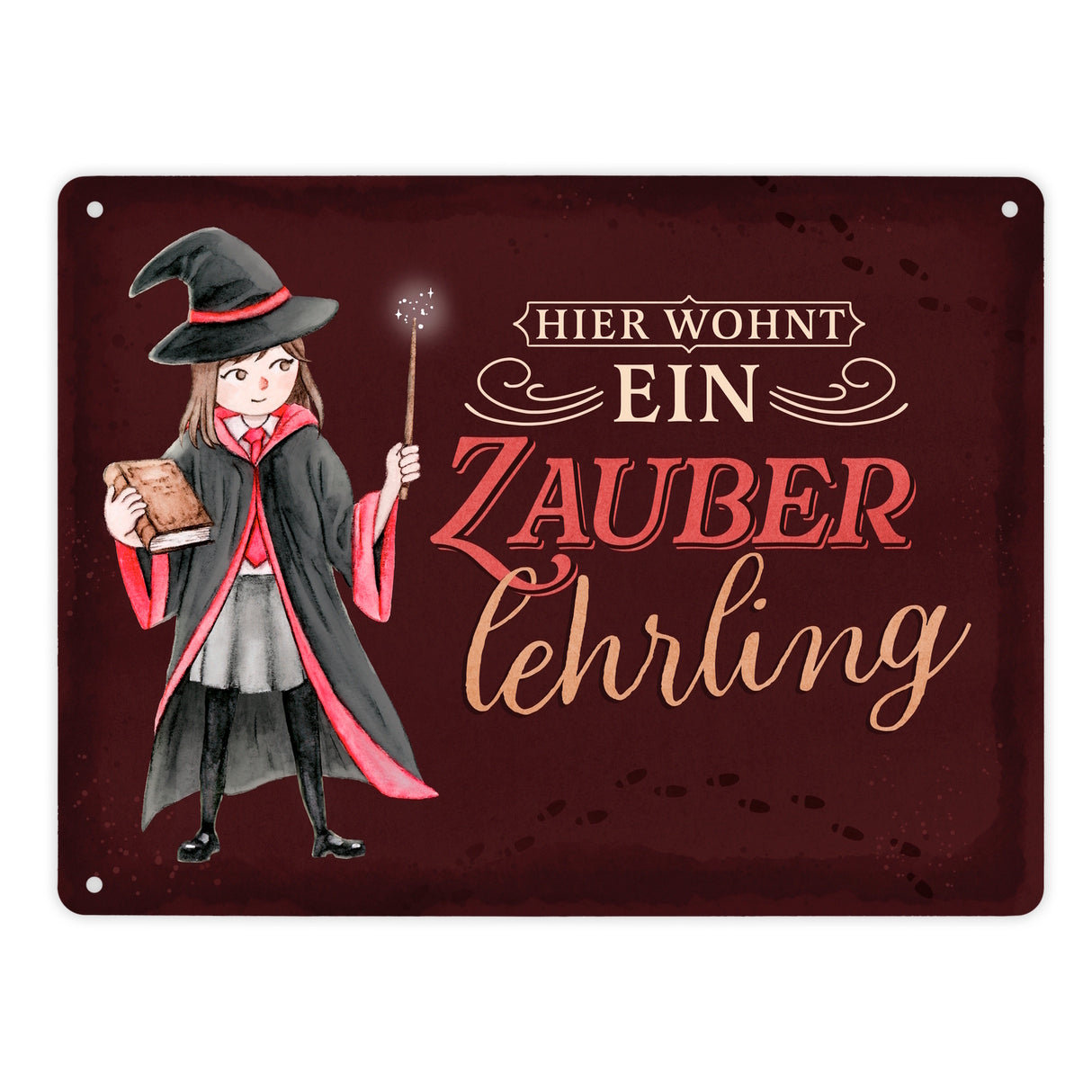 Zauberschülerin Metallschild in 15x20 cm mit dunklem Hintergrund und Spruch