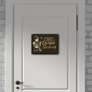 Zauberschülerin Metallschild in 15x20 cm mit dunklem Hintergrund und Spruch