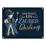 Zauberschüler Metallschild in 15x20 cm mit dunklem Hintergrund und Spruch