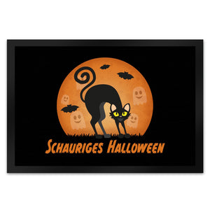 Schauriges Halloween Fußmatte in 35x50 cm mit schwarzer Katze