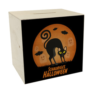 Schauriges Halloween Spardose mit schwarzer Katze