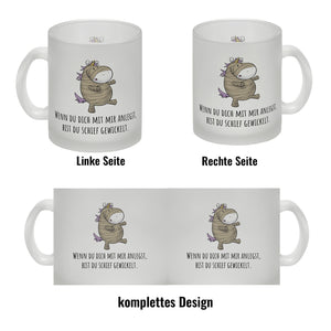 Einhorn-Mumie Kaffeebecher mit Spruch Du bist doch schief gewickelt