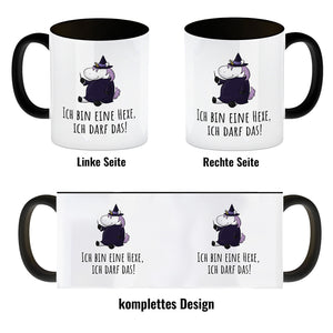 Einhorn-Hexe Kaffeebecher mit Spruch Ich bin eine Hexe ich darf das