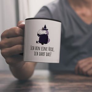 Einhorn-Hexe Kaffeebecher mit Spruch Ich bin eine Hexe ich darf das