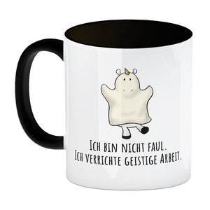 Einhorn-Geist Kaffeebecher mit Spruch Ich bin nicht faul Ich verrichte geistige Arbeit