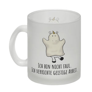 Einhorn-Geist Kaffeebecher mit Spruch Ich bin nicht faul Ich verrichte geistige Arbeit