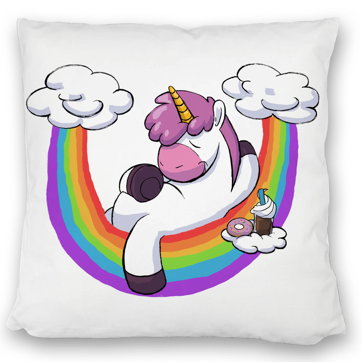Schlafendes Einhorn Kissen mit Regenbogen
