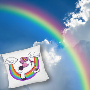 Schlafendes Einhorn Kissen mit Regenbogen