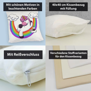 Schlafendes Einhorn Kissen mit Regenbogen