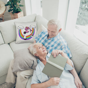 Schlafendes Einhorn Kissen mit Regenbogen