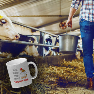 Huhn Kaffeebecher mit Spruch Eier sucht man nicht Eier hat man