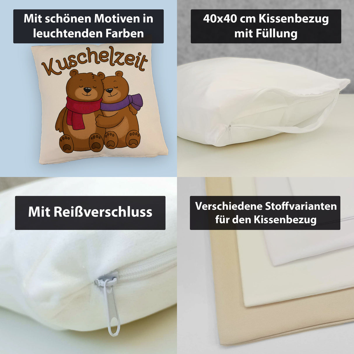 Kuschelzeit Kissen mit niedlichem Bärenpärchen