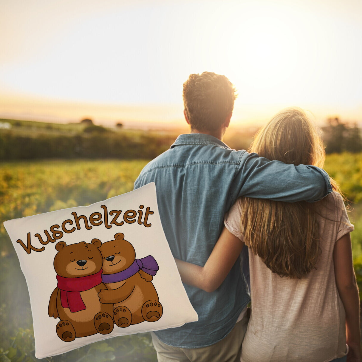 Kuschelzeit Kissen mit niedlichem Bärenpärchen