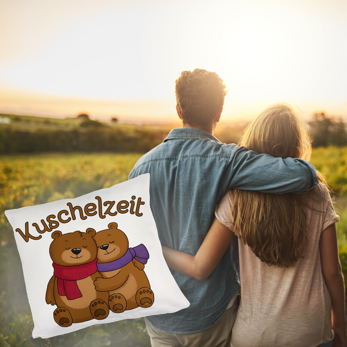 Kuschelzeit Kissen mit niedlichem Bärenpärchen