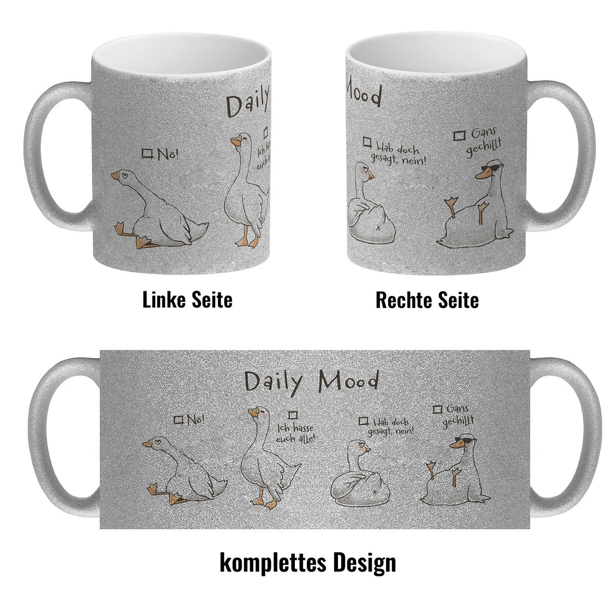 Gilbert die Gans Kaffeebecher mit Spruch Daily Mood