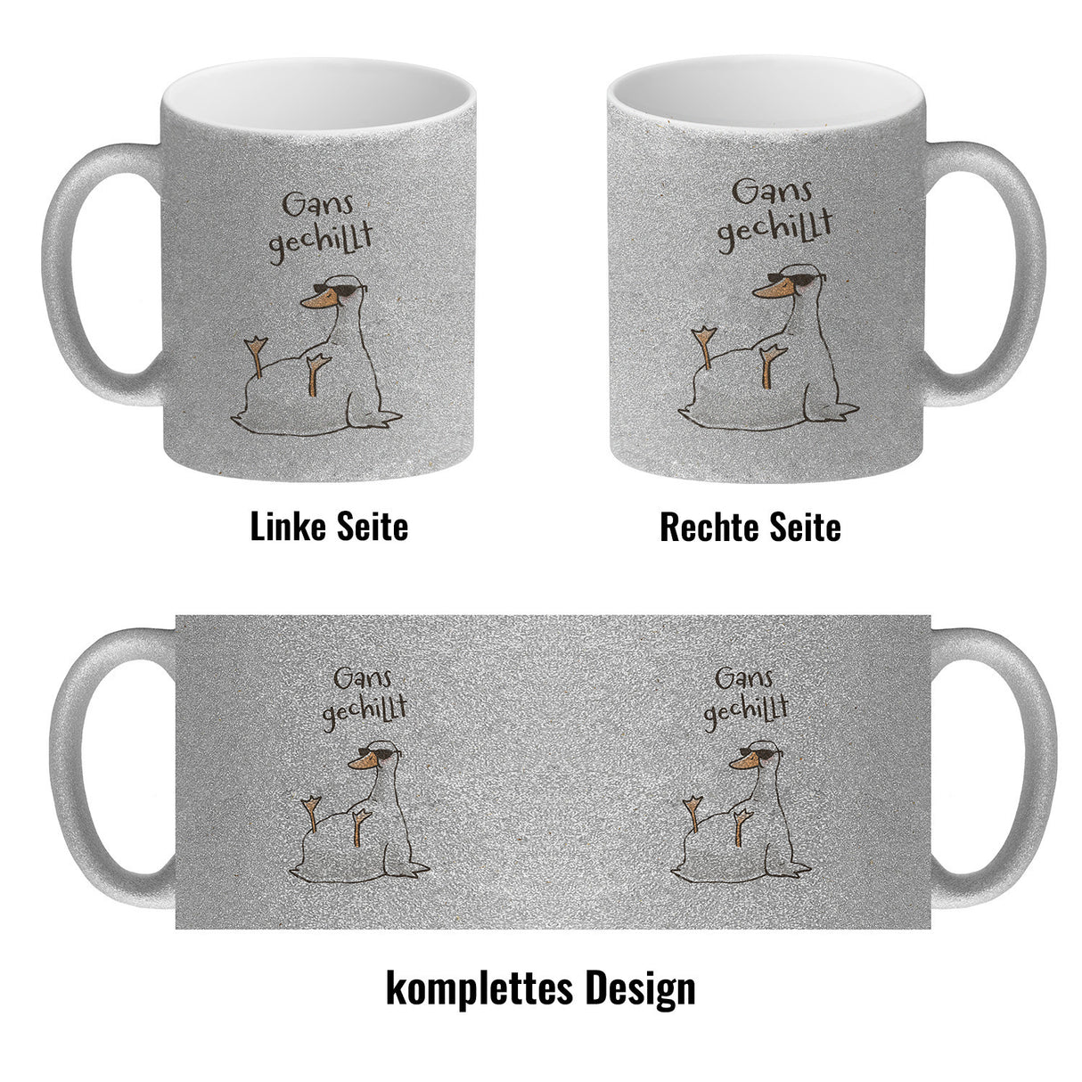 Gilbert die Gans Kaffeebecher mit Spruch Gans gechillt