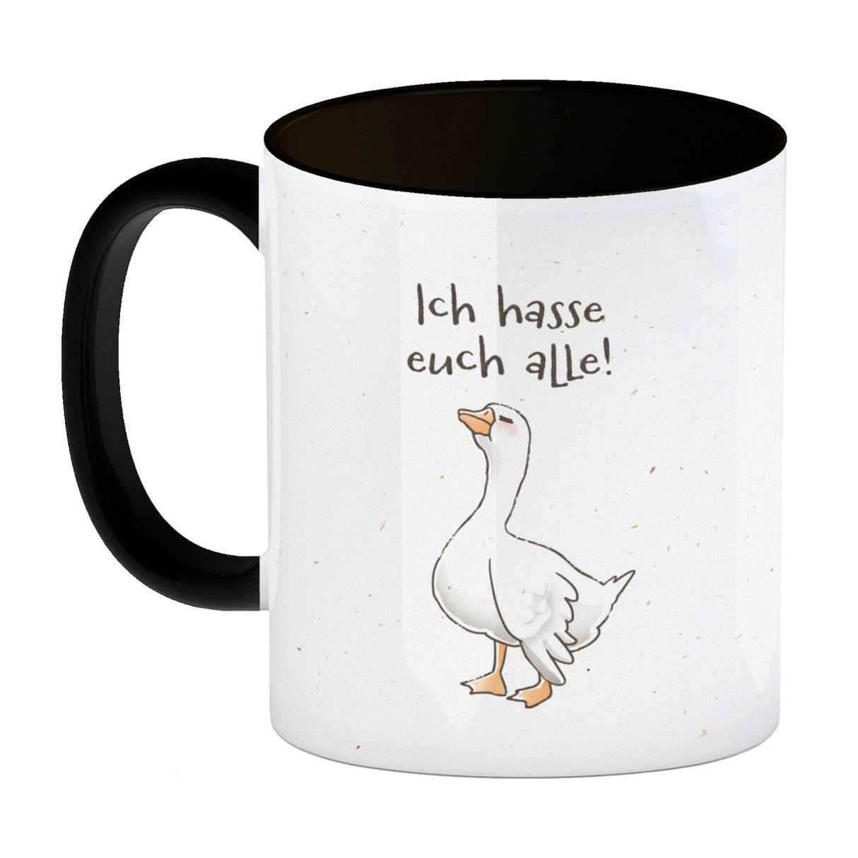 Gilbert die Gans Kaffeebecher mit Spruch Ich hasse euch alle