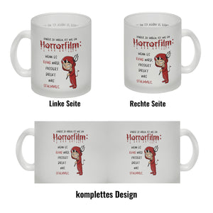 Teufelchen Kaffeebecher mit Spruch Kinder zu haben ist wie ein Horrorfilm