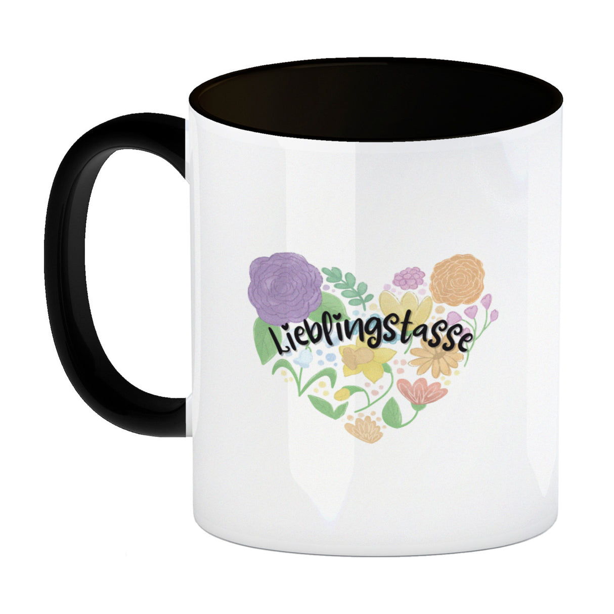 Lieblingstasse Kaffeebecher mit Blumen in Herzform