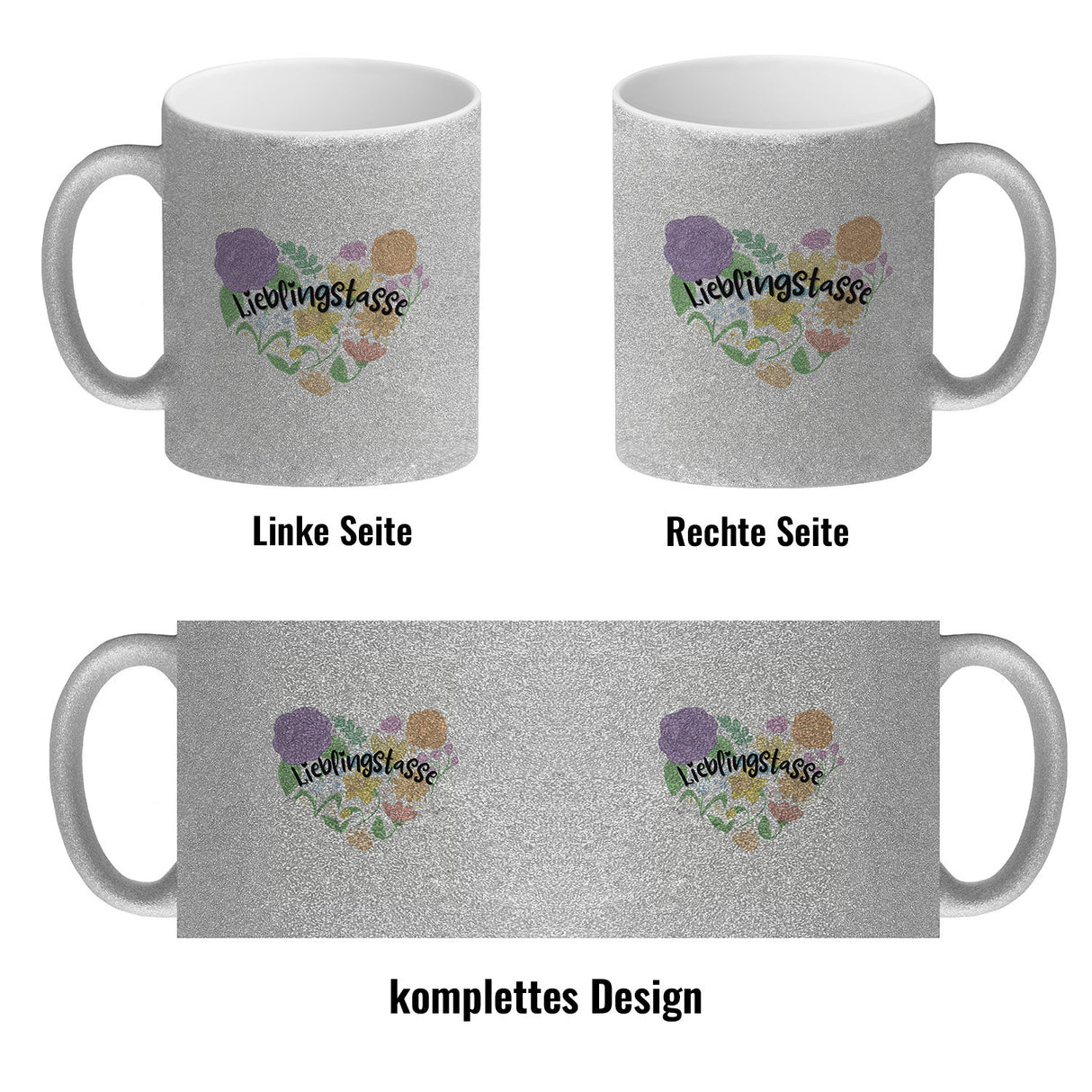 Lieblingstasse Kaffeebecher mit Blumen in Herzform