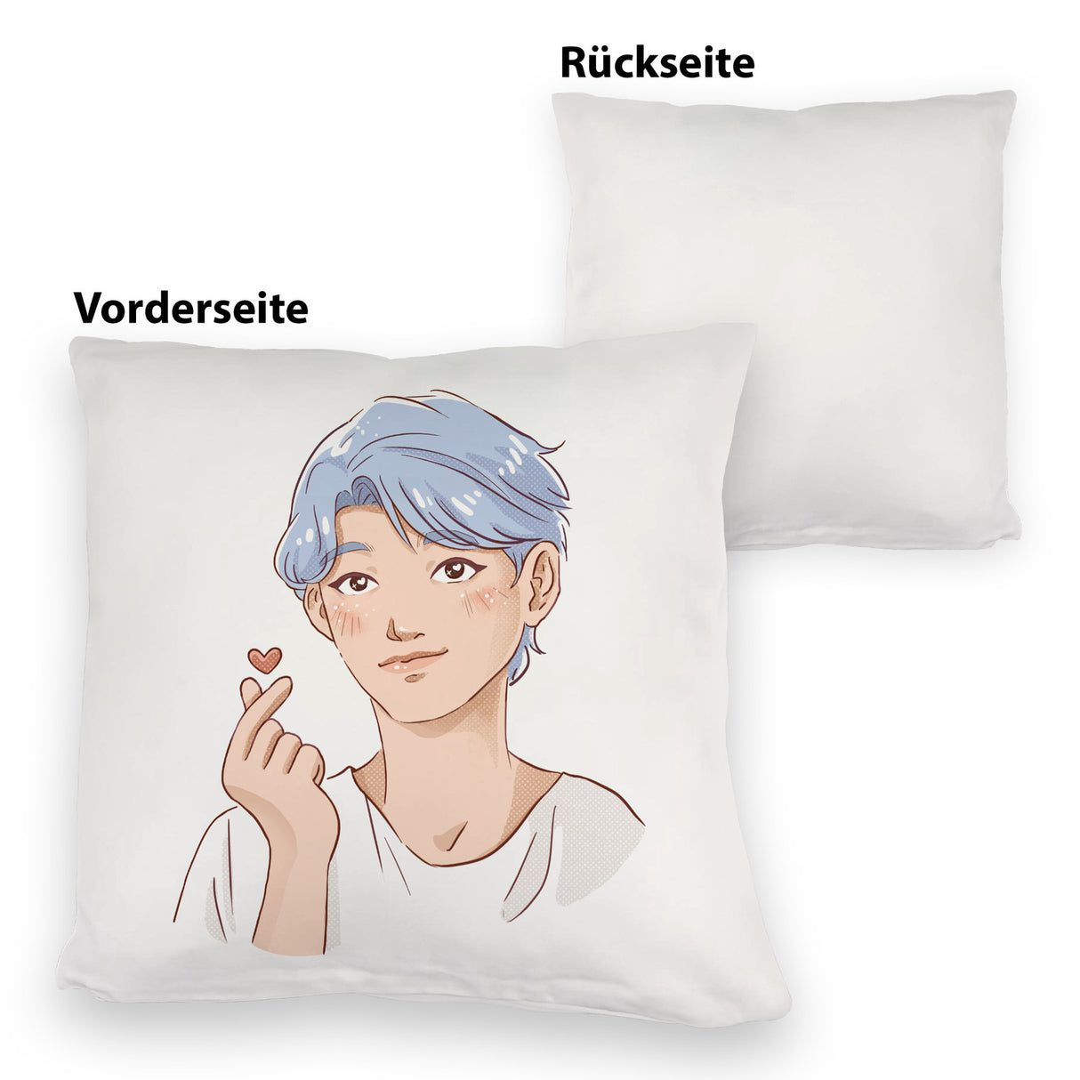 K-Pop Kissen mit Manga Charakter in Farbe