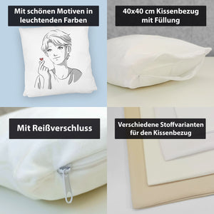 K-Pop Kissen mit Manga Charakter in Farbe