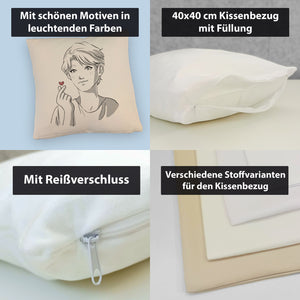 K-Pop Kissen mit Manga Charakter in Farbe
