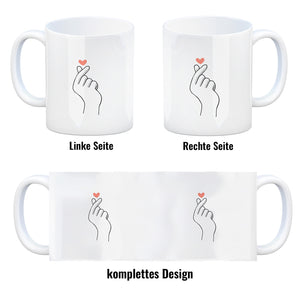 K-Pop Kaffeebecher in Farbe mit Herzsymbol
