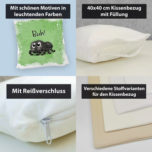 Buh! Flauschige Spinne Kissen mit Spruch