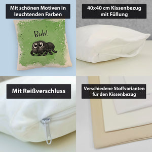 Buh! Flauschige Spinne Kissen mit Spruch