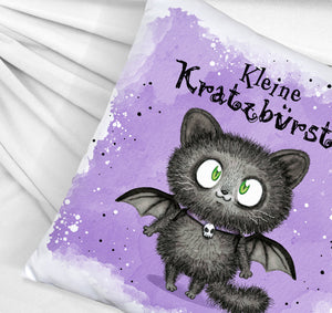 Kleine Kratzbürste Kissen mit Fledermaus-Katze