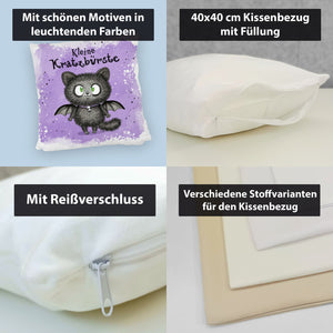 Kleine Kratzbürste Kissen mit Fledermaus-Katze