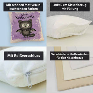 Kleine Kratzbürste Kissen mit Fledermaus-Katze