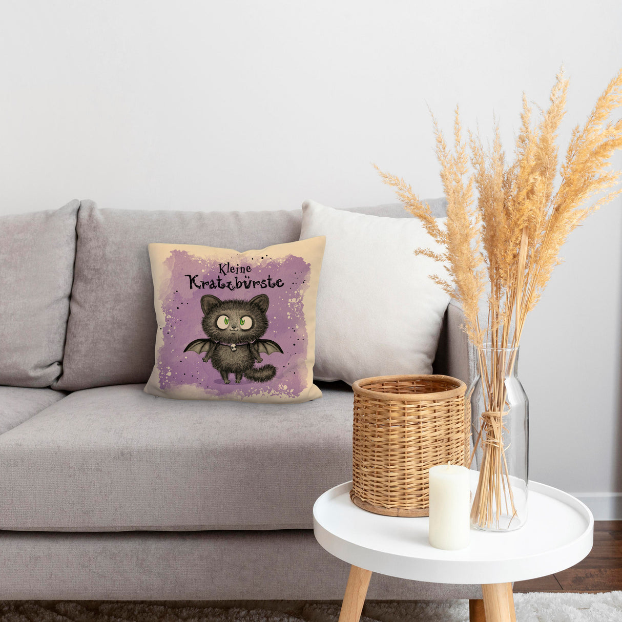 Kleine Kratzbürste Kissen mit Fledermaus-Katze