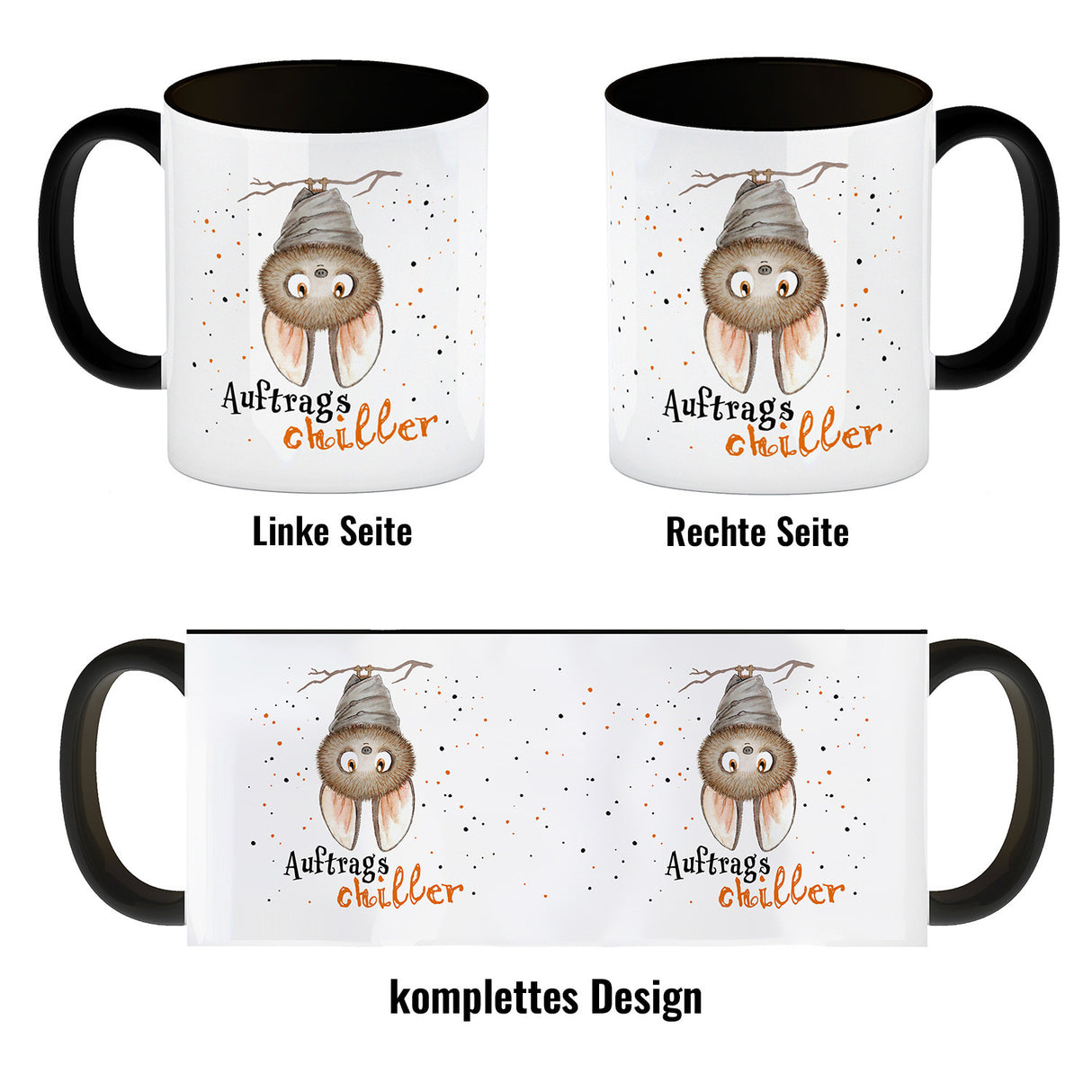 Auftragschiller Kaffeebecher mit Fledermaus