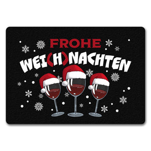 Frohe Wei(h)nachten Wein Fußmatte in 35x50 cm