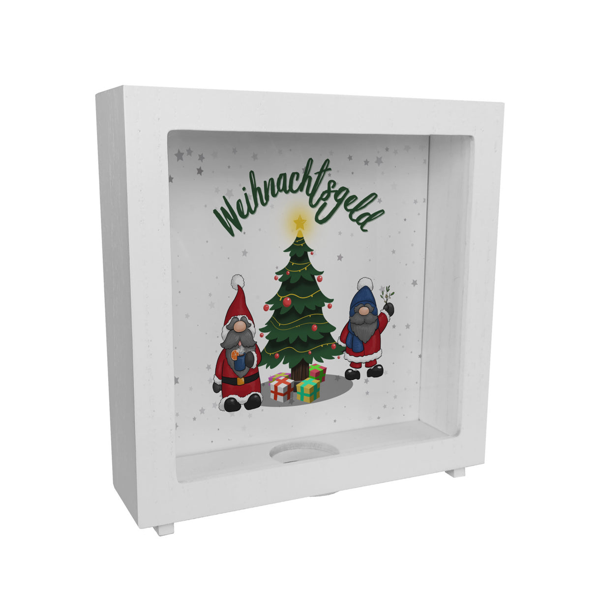 Weihnachtsgeld Spardose mit zwei niedlichen Weihnachtswichteln