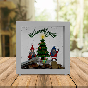 Weihnachtsgeld Spardose mit zwei niedlichen Weihnachtswichteln