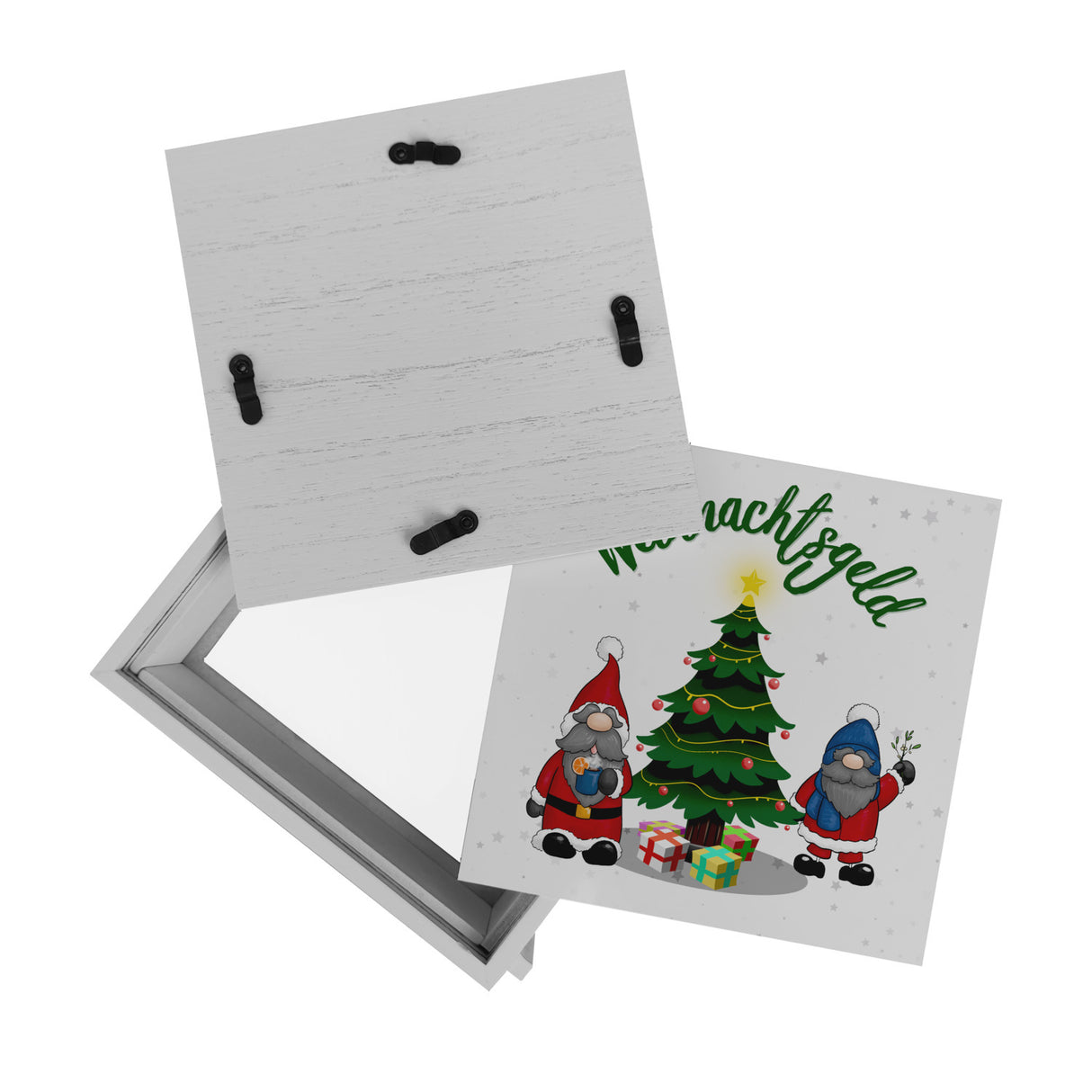 Weihnachtsgeld Spardose mit zwei niedlichen Weihnachtswichteln