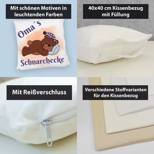 Omas Schnarchecke Bär Kissen