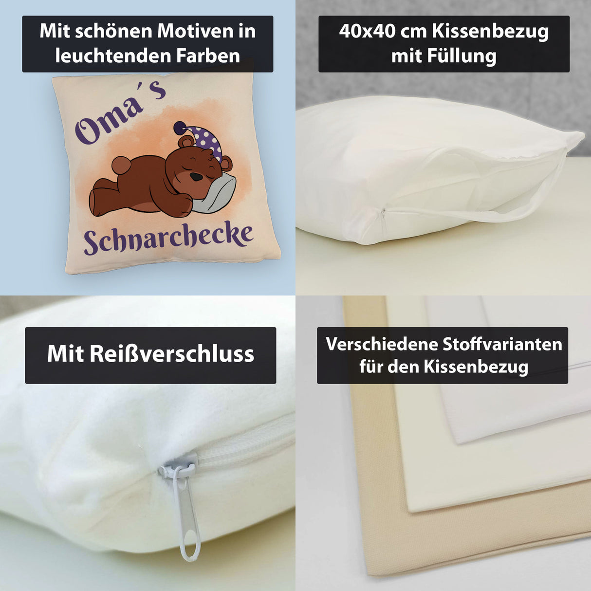 Omas Schnarchecke Bär Kissen