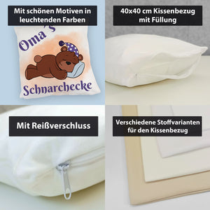 Omas Schnarchecke Bär Kissen