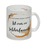 Kaffeefleck Kaffeebecher mit Spruch Zunge am heißen Kaffee verbrannt