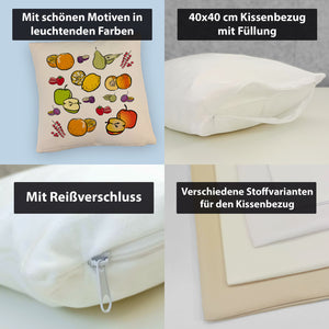 Früchte Kissen mit farbenprächtigen Obstsorten