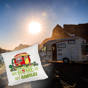 Wohnwagen Kissen mit Spruch My Home is my castle! I love camping