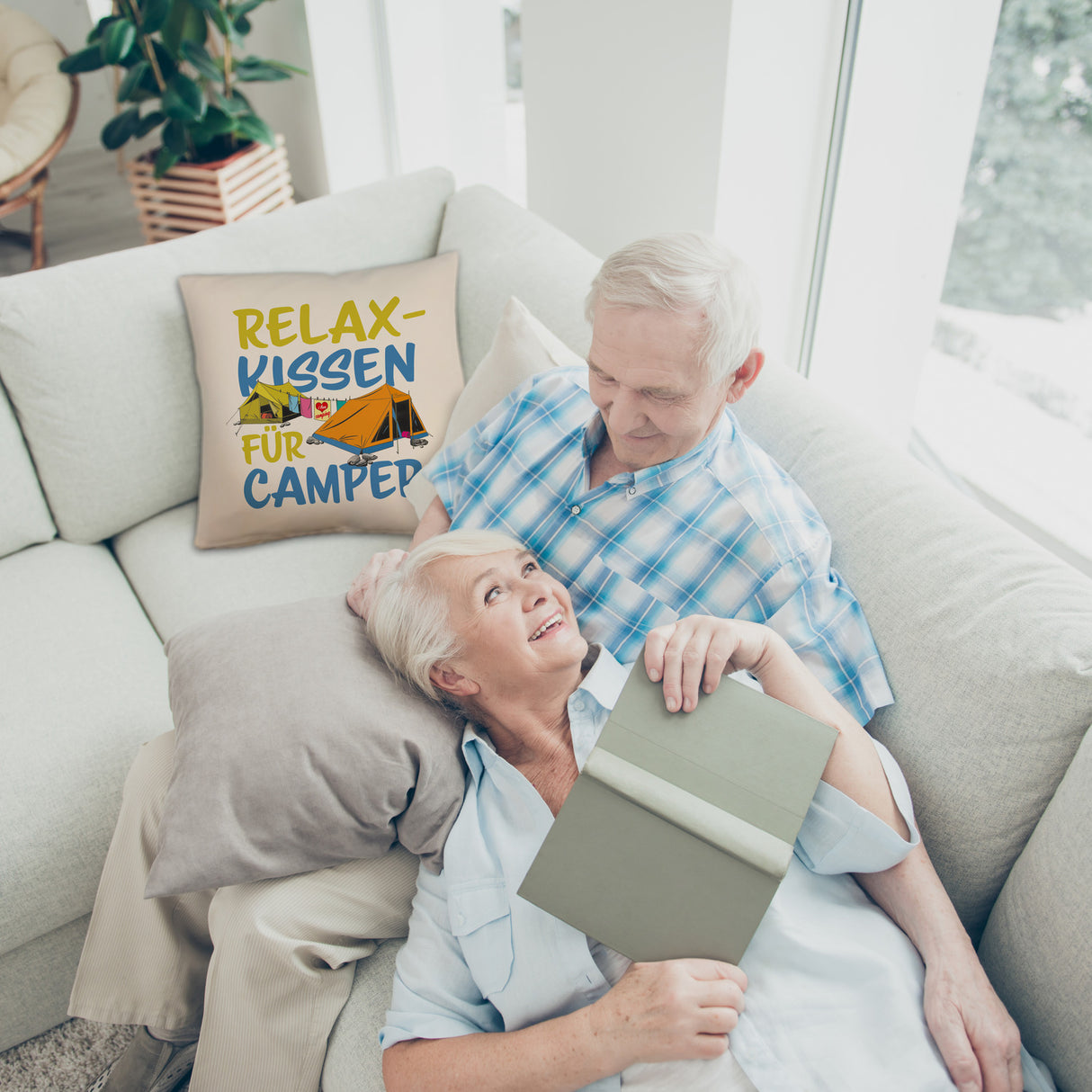 I love Camping Relax Kissen für Camper mit Zelten
