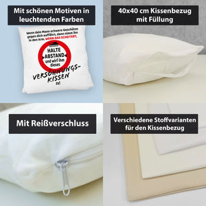Ehe Kissen mit Warnsymbol und Spruch zum Thema Versöhnung für die Frau