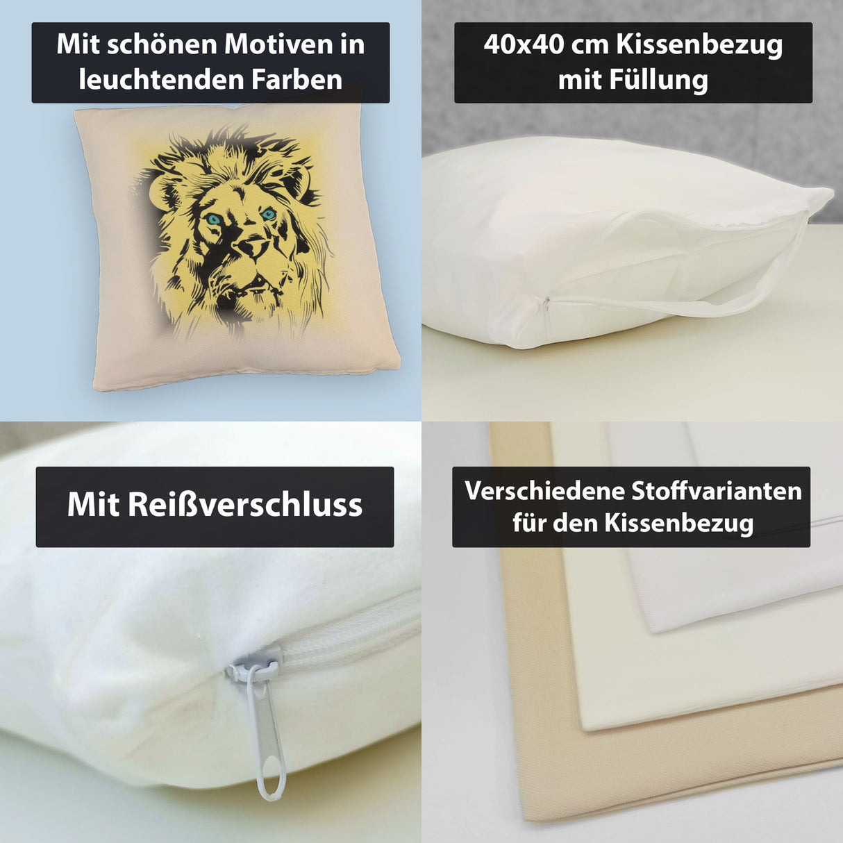 Löwenkopf Kissen mit majestätischem Tier