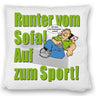 Auf zum Sport! Motivations Kissen mit Text und Spruch