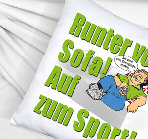 Auf zum Sport! Motivations Kissen mit Text und Spruch